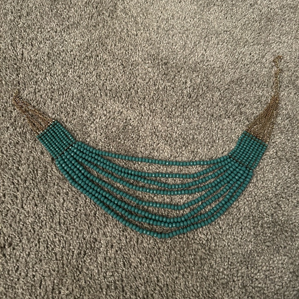 Teal beaded necklace